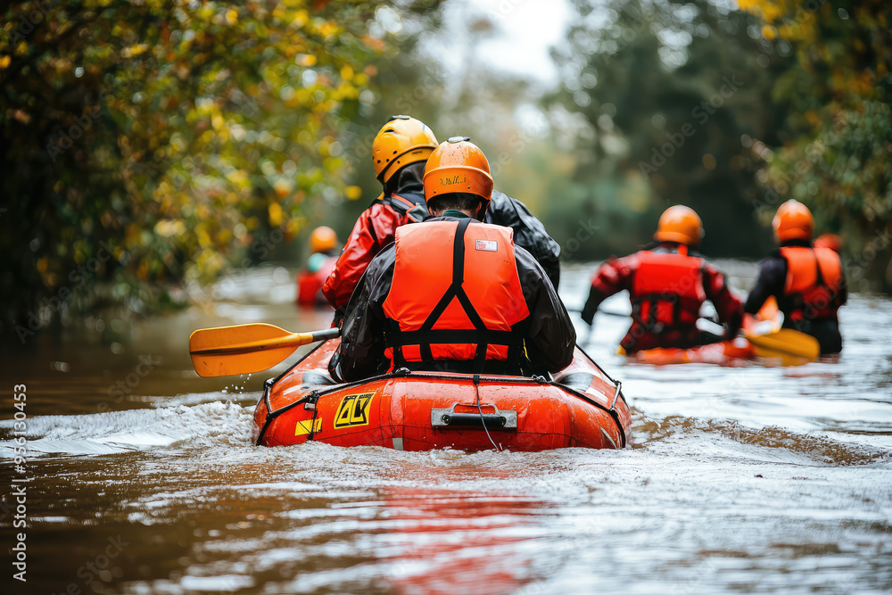 Navigating the Flood: Rescue Workers Brave the Swift Current Navigating the Flood: Rescue Workers Brave the Swift Current