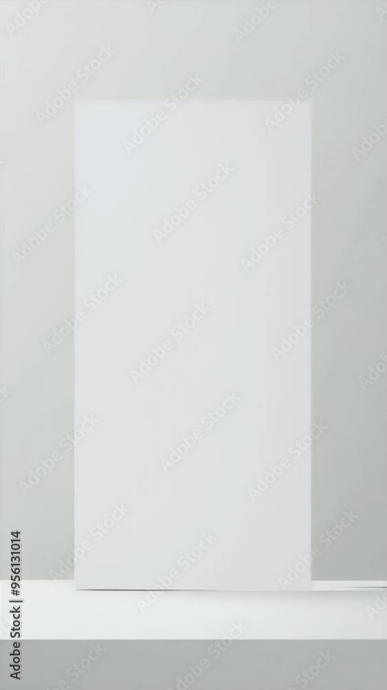 A plain white square on a minimalist shelf against a light background. A plain white square on a minimalist shelf against a light background.