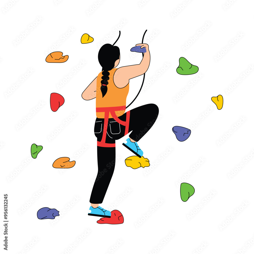 Crimper, climbing flat character illustration in modern style Crimper, climbing flat character illustration in modern style