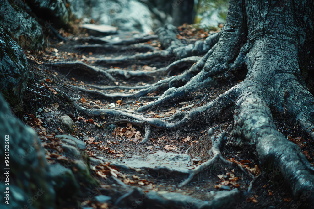 Where Roots Meet Path: An Intricate Tapestry of Nature's Resilience. Where Roots Meet Path: An Intricate Tapestry of Nature's Resilience.