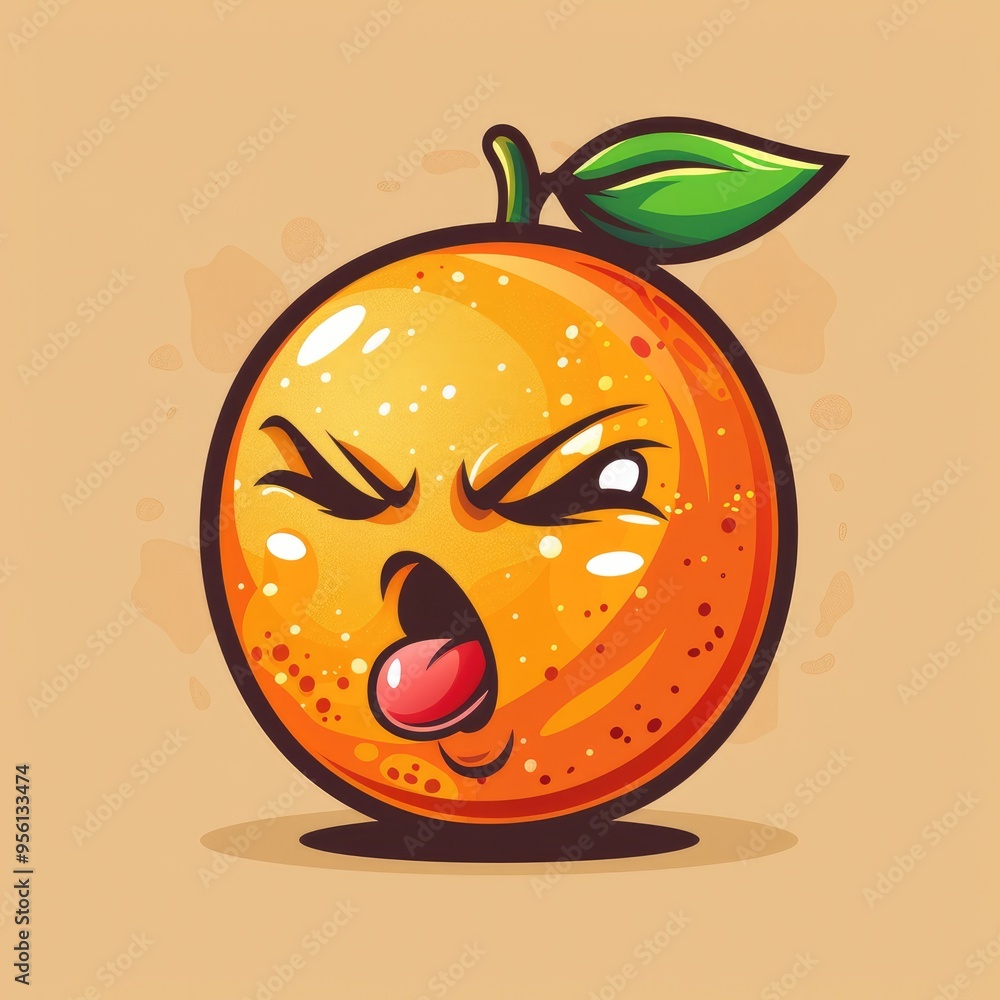 Angry Cartoon Orange With a Tongue Sticking Out Angry Cartoon Orange With a Tongue Sticking Out