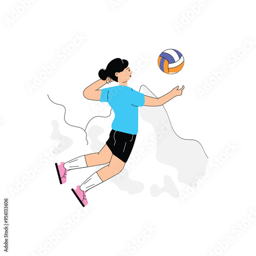 Captivating flat illustration of volleyball player