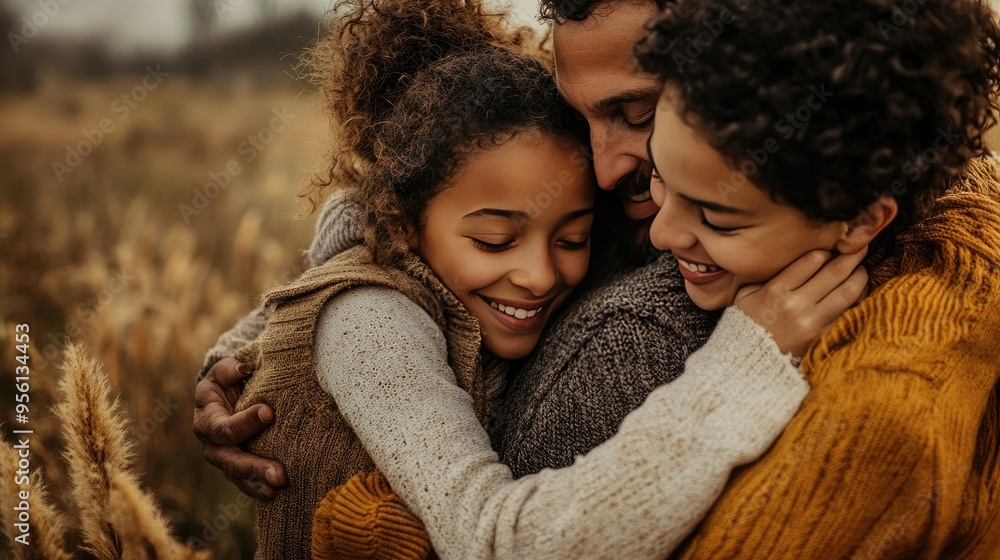 A close-knit family hugging each other tightly, their faces full of love and happiness, with a neutral background that allows room for text. A close-knit family hugging each other tightly, their faces full of love and happiness, with a neutral background that allows room for text.