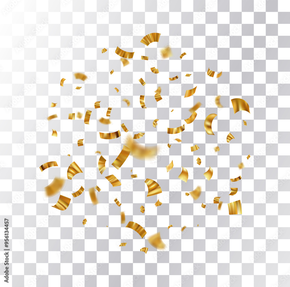 Golden confetti. Explosion of gold ribbon particles. Golden confetti. Explosion of gold ribbon particles.