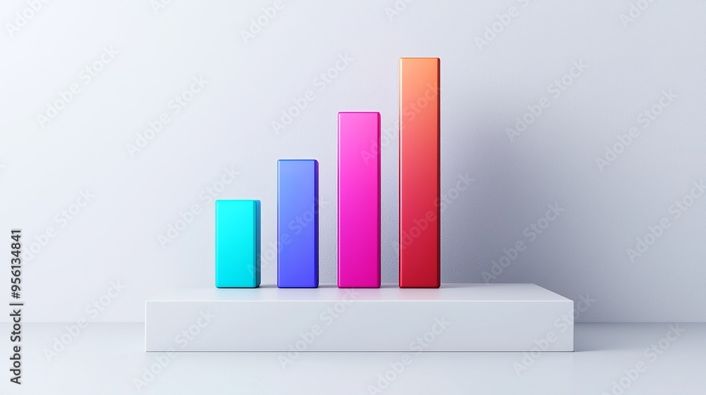 Vibrant 3D Bar Chart for Data Analytics on White Background - Clear, Realistic 8K Illustration with Copy Space for Text Vibrant 3D Bar Chart for Data Analytics on White Background - Clear, Realistic 8K Illustration with Copy Space for Text