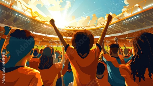Orange-Clad Fans Cheer at the Stadium