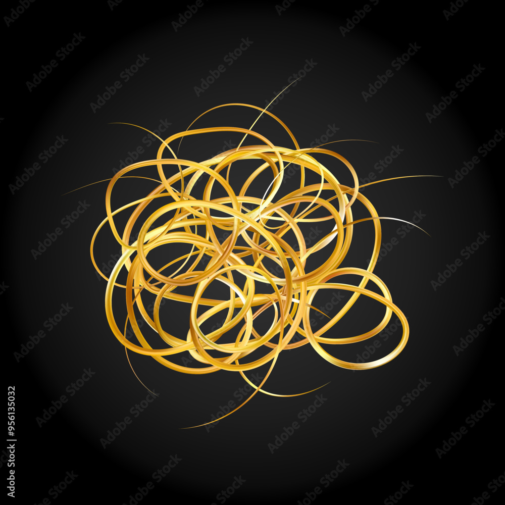 Golden doodle abstract line. Hand drawn curly swishes Golden doodle abstract line. Hand drawn curly swishes