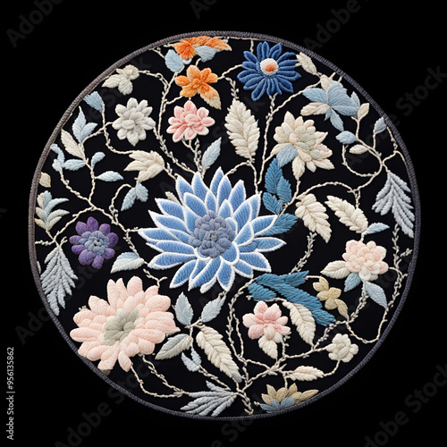 Korean style traditional embroidery pattern