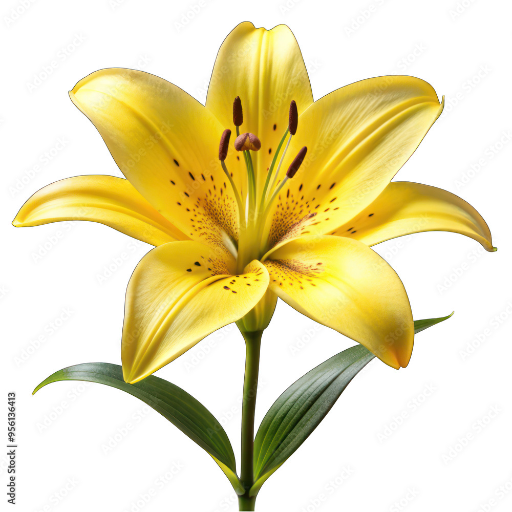 Yellow lily or lilium flower isolated on transparent background Yellow lily or lilium flower isolated on transparent background