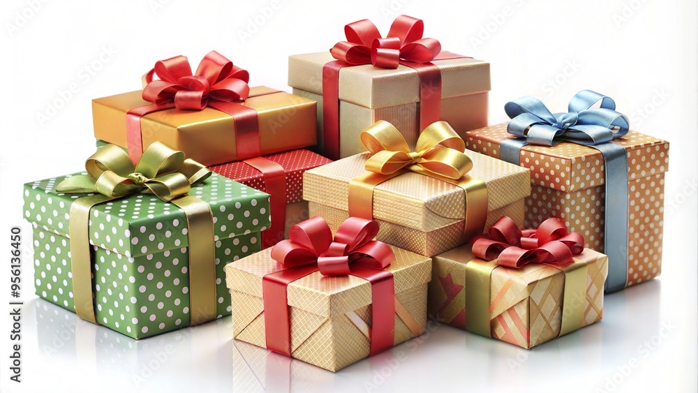 Fototapeta premium Gift Boxes Tied with Colorful Ribbons