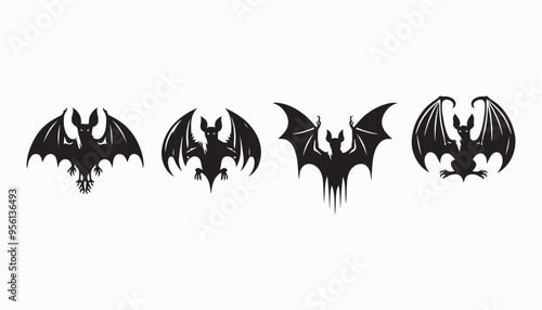 Bat silhouette vector illustration on white background 