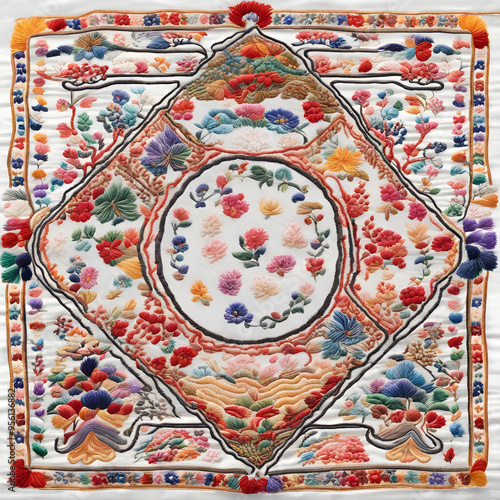 Korean style traditional embroidery pattern