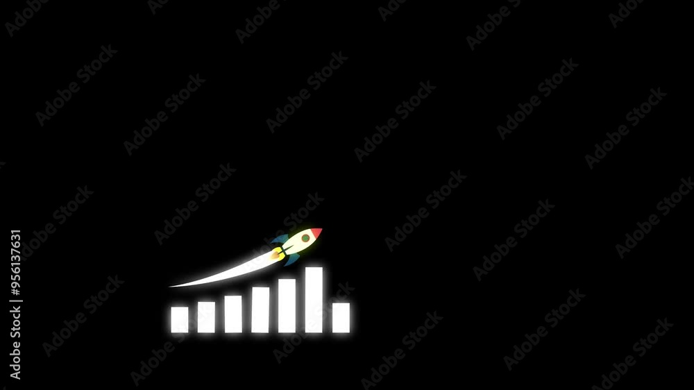 White color Arrow Rising On Graph With rocket Sale Symbols. Abstract business growth and graph chart icon animation background. Profit, Business Success , progress, growth graph animation. White color Arrow Rising On Graph With rocket Sale Symbols. Abstract business growth and graph chart icon animation background. Profit, Business Success , progress, growth graph animation.