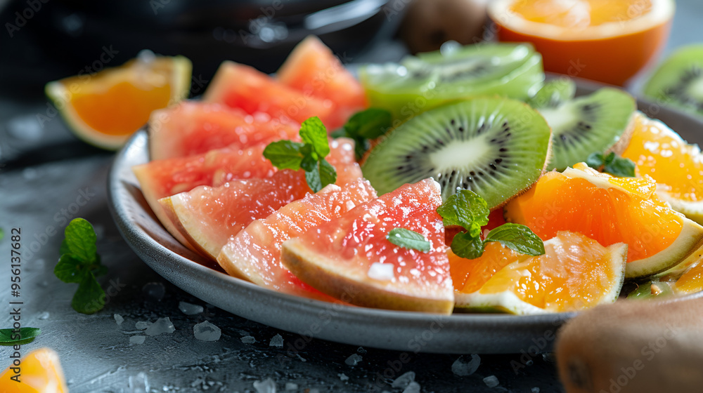 Fresh slices of fruits in neef ai genrative Fresh slices of fruits in neef ai genrative