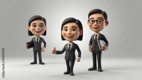  Smiling 3D business character on white background