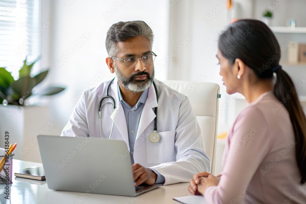 Obraz premium Indian Healthcare Professional Advising Patient in Office 