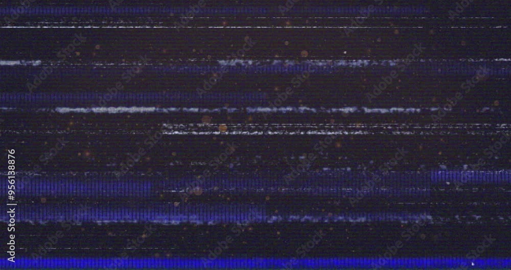 Glitch effect animation with static noise and horizontal lines over ...