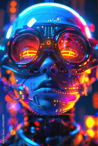Cyberpunk Portrait of a Woman with Goggles