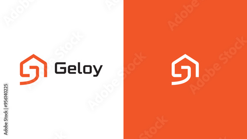 geloy logo design letters G. Abstract home shape logo design