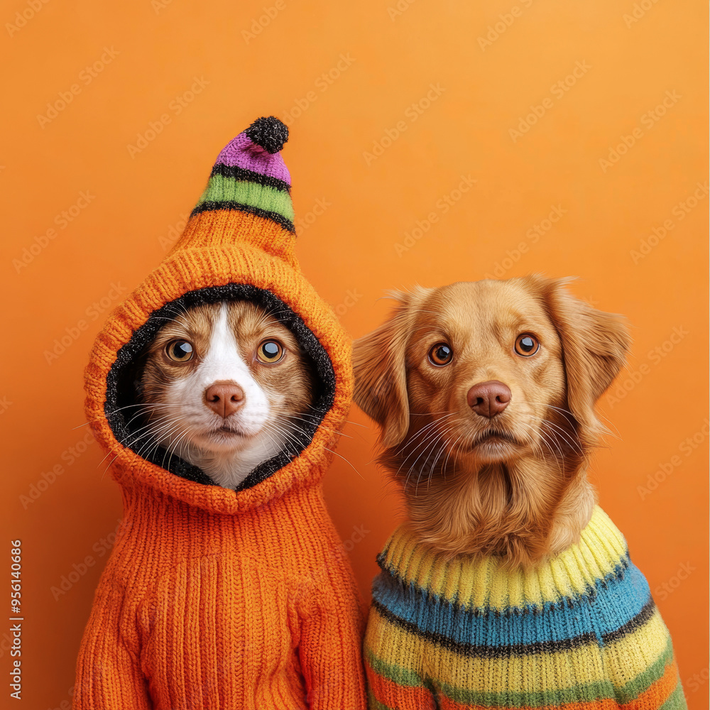 Fototapeta premium cat_and_dog_in_costume_for_halloween