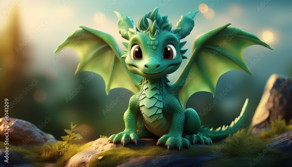 Small dragon with expressive eyes Small dragon with expressive eyes