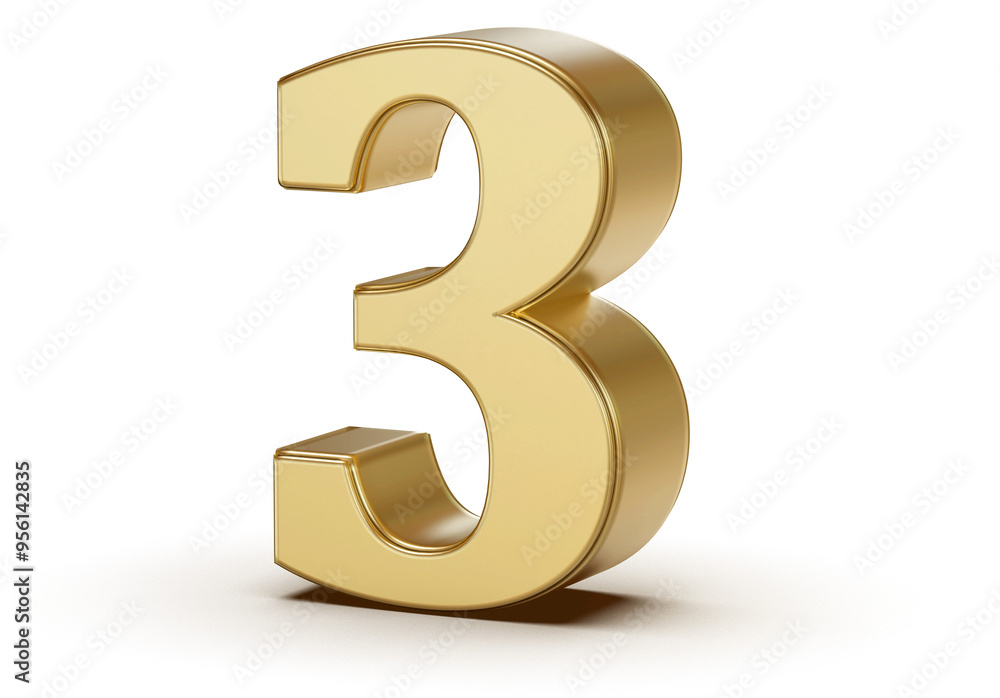 Gold 3D Number 3 Gold 3D Number 3
