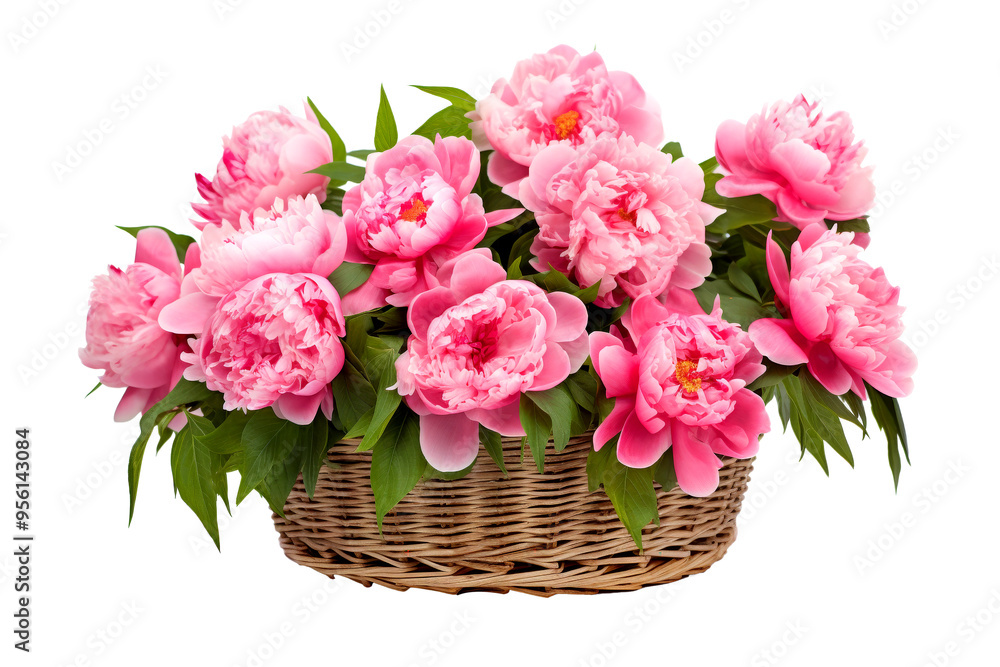 flowers gift in basket isolated on white flowers gift in basket isolated on white