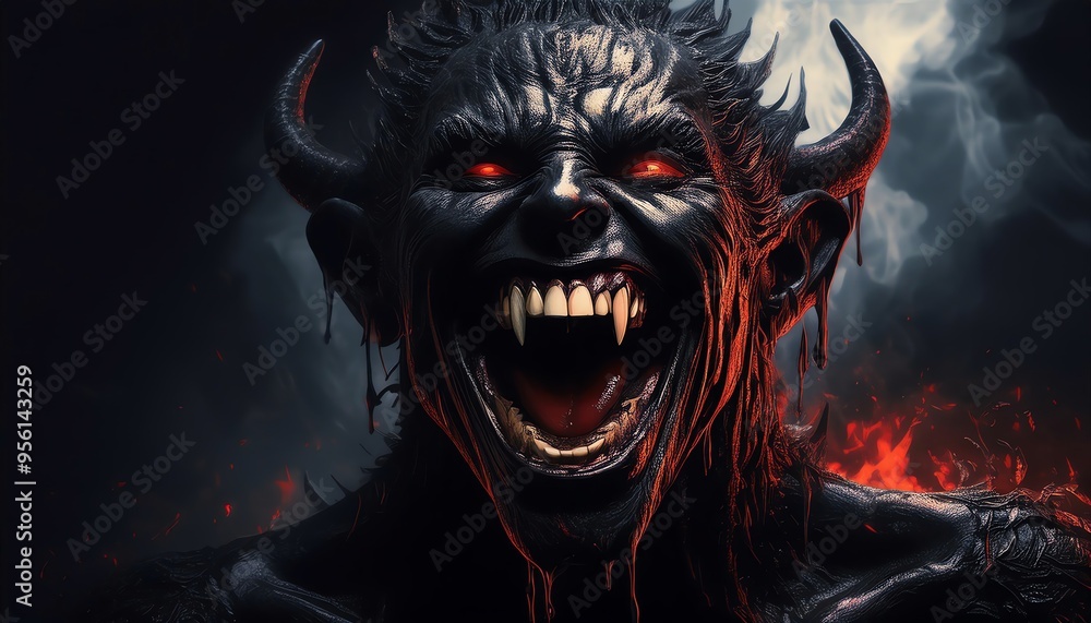 Dark demon with sharp teeth Dark demon with sharp teeth