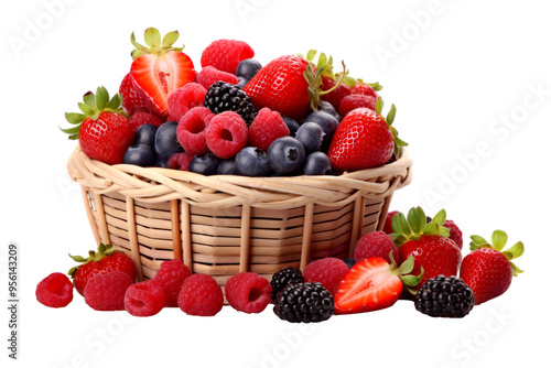 fruits gift in basket isolated on white