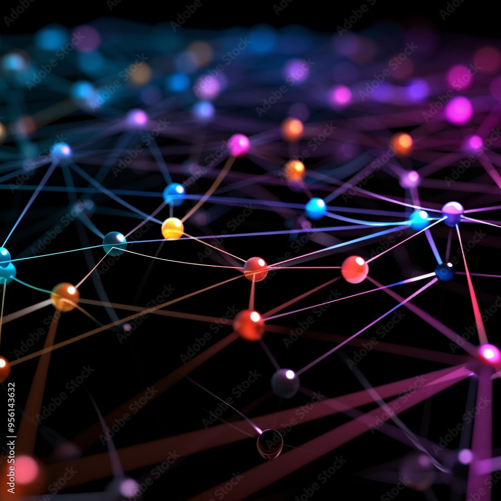digital network diagram set against a sleek black digital network diagram set against a sleek black