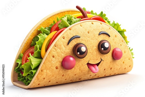 * Crunchy exterior, warmhearted interior, this taco winks mischievously, tongue-out, with a cheeky grin, radiating joy and endless possibilities. photo