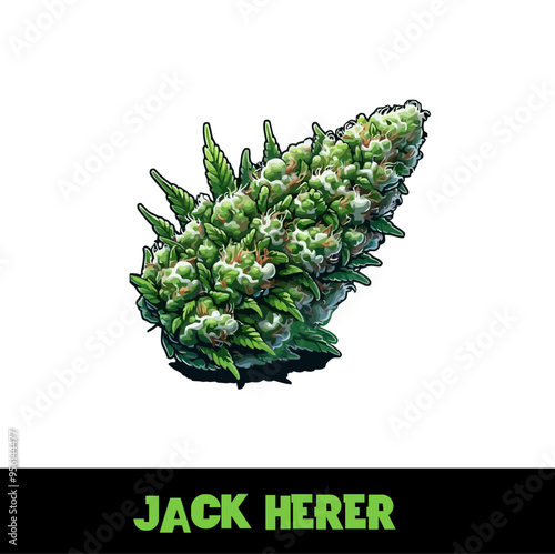 Vector Illustrated Jack Herer Cannabis Bud Strain Cartoon