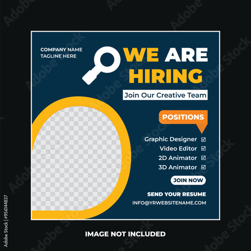 We are hiring job vacancy for social media post banner or square web banner template