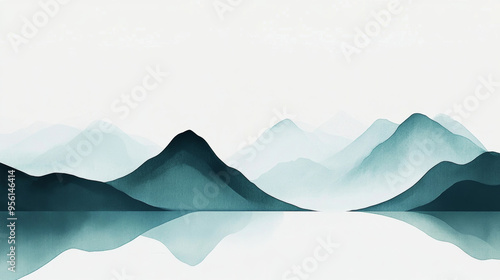 High mountains, flowing water, chinese ink painting, minimalist, simple, master's handwriting, landscape wallpaper