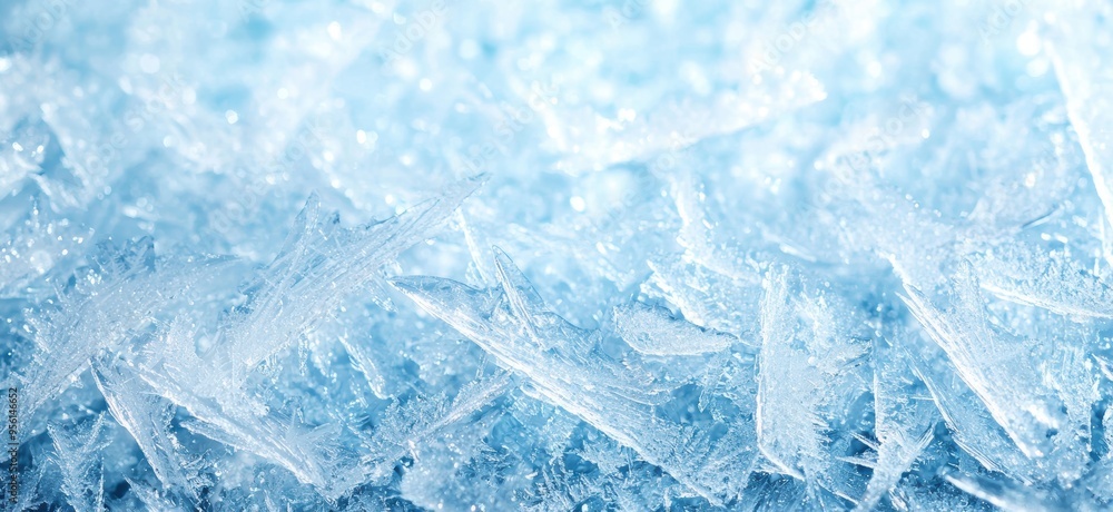 Frozen ice crystals sparkling in the winter snow Frozen ice crystals sparkling in the winter snow