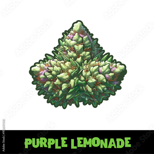 Vector Illustrated Purple Lemonade Cannabis Bud Strain Cartoon