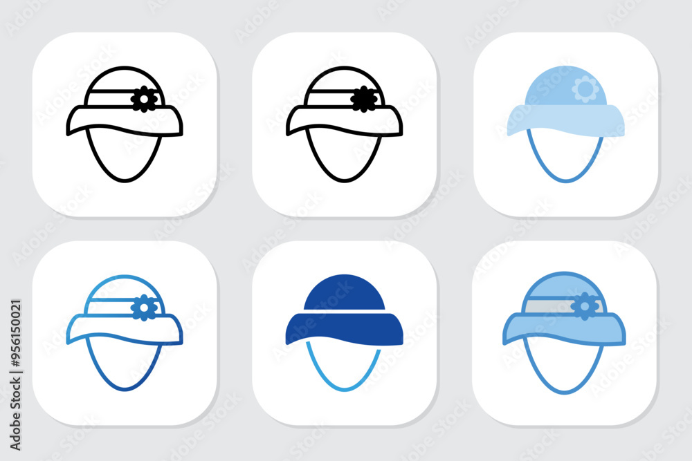Fototapeta premium beach hat icons with various design styles