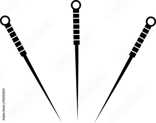 Three acupuncture needle icon vector. Perfect for logo or health education