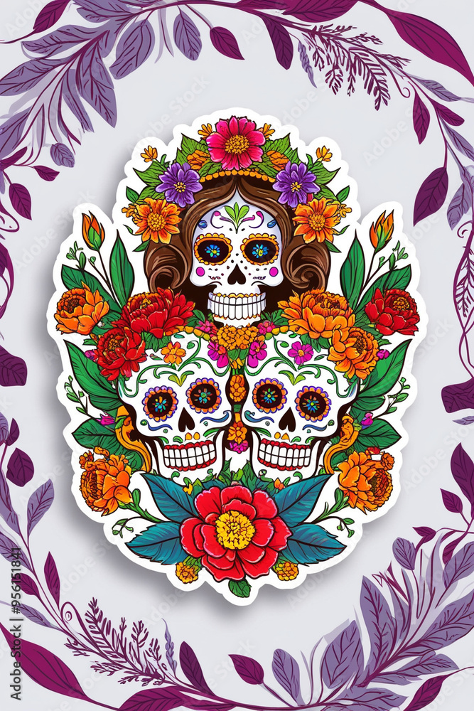day of the dead sticker collection, Mexican halloween stickers day of the dead sticker collection, Mexican halloween stickers