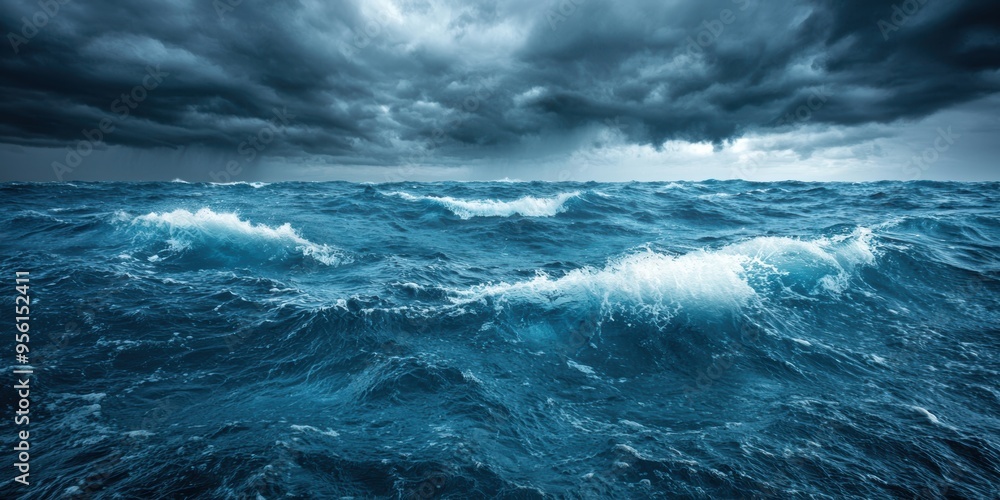 Stormy ocean waves and dark clouds Stormy ocean waves and dark clouds