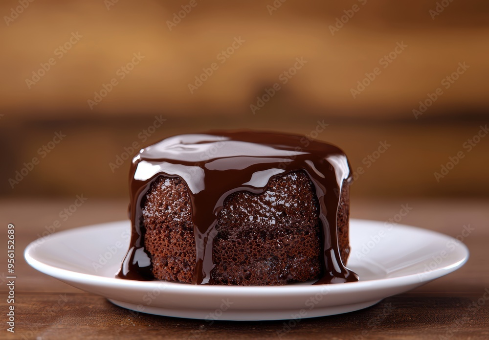 Decadent chocolate cake with glossy ganache topping Decadent chocolate cake with glossy ganache topping