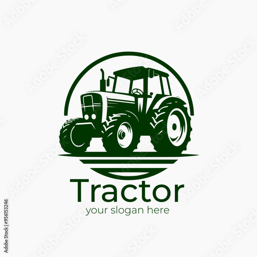 silhouette of a tractor illustration vector logo
