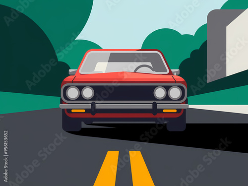 illustration of a vintage car 