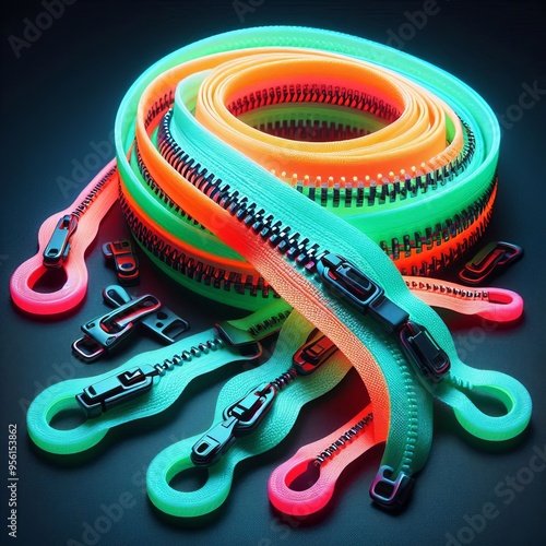 143 39 Neon Coil Zippers Zippers with a neon colored coil for a