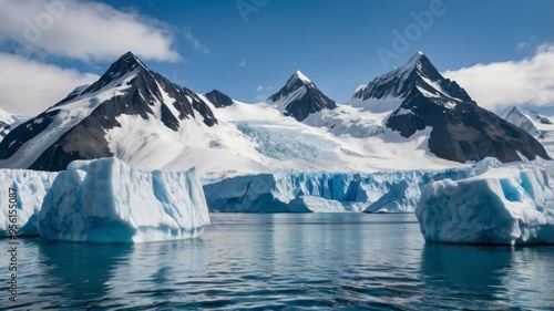 Wallpaper Mural  Snow-capped mountains and blue glacier in serene Arctic waters Torontodigital.ca