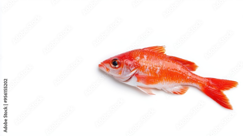 Vibrant orange koi fish on white background Vibrant orange koi fish on white background