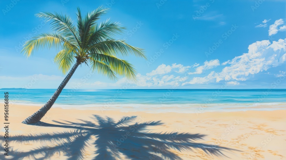 Palm Tree Shadow on Summer Beach Palm Tree Shadow on Summer Beach