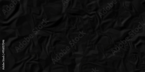 crumpled texture of dark black wrinkle chaotic paper. old crumple black paper sheet abstract shape background space for text.	
