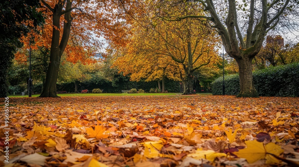 A tranquil park scene in autumn A tranquil park scene in autumn