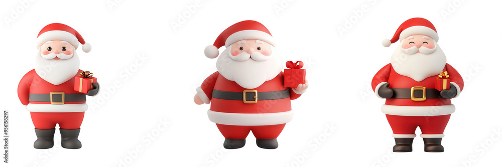 Charming Santa Claus characters in festive attire, perfect for holiday-themed designs and illustrations. isolated on a transparent background Charming Santa Claus characters in festive attire, perfect for holiday-themed designs and illustrations. isolated on a transparent background